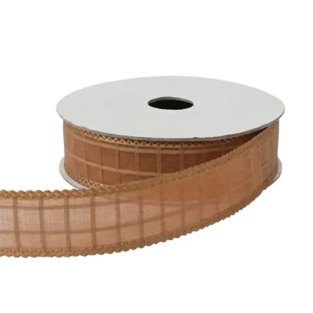 ΚΟΡΔΕΛΑ ΟΡΓΑΝΤΖΑ ΜΕ ΚΑΡΩ ΚΑΦΕ ΠΛ.2.5cm Μ.10yd - Κασπω