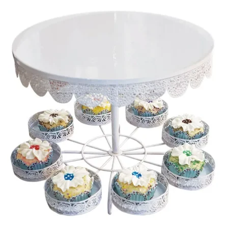 ΕΠΙΤΡΑΠΕΖΙΑ ΜΕΤΑΛΛΙΚΗ ΒΑΣΗ ΤΟΥΡΤΑΣ-CUP CAKES - Φ26x35cm - Κασπω