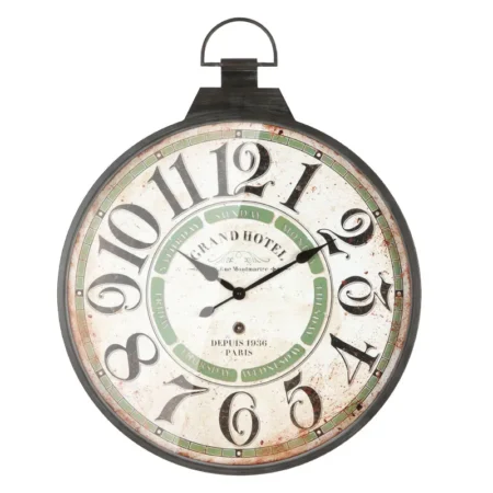 ΩΡΟΛΟΪ ΤΟΙΧΟΥ ΜΑΥΡΟ/ΛΕΥΚΟ ΣΤΡΟΓΓΥΛΟ VINTAGE ΜΕ ΓΥΑΛΙ ΑΡΙΘΜΟΥΣ & ΚΡΙΚΟ - 60x77x6cm 2/ΚΙΒ - Κασπω