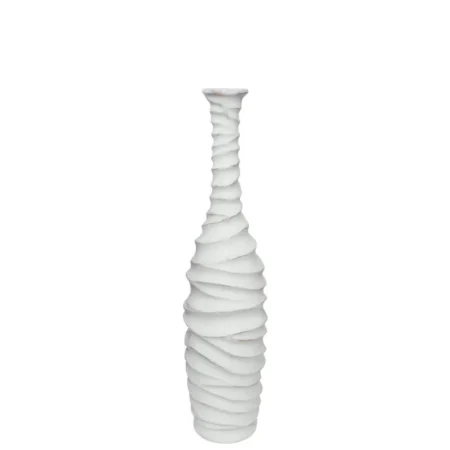 FIBERGLASS ΒΑΖΟ ΛΕΥΚΟ ANTIKΕ / ΚΥΜΑΤΙΣΤΟ - Φ20x86cm 1/KIB - Κασπω