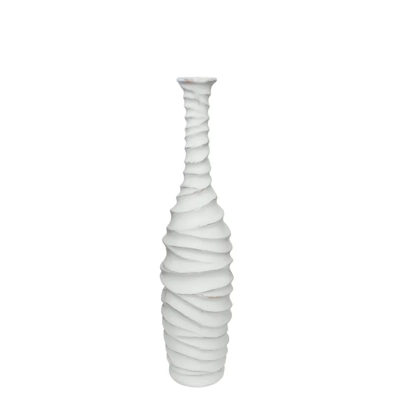 FIBERGLASS ΒΑΖΟ ΛΕΥΚΟ ANTIKΕ / ΚΥΜΑΤΙΣΤΟ - Φ20x86cm 1/KIB