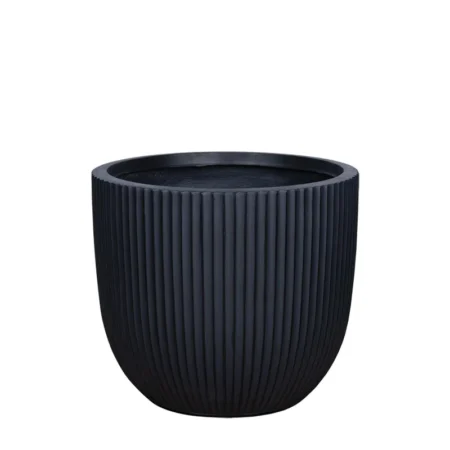 ΚΑΣΠΩ FIBERCLAY LARGE ΜΑΥΡΟ ΣΤΡΟΓΓΥΛΟ ΚΑΘΕΤΕΣ ΡΑΒΔΩΣΕΙΣ - Φ41x37cm - Κασπω