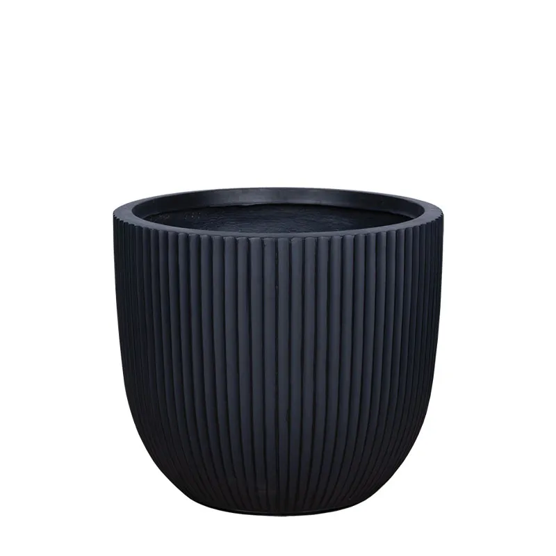 ΚΑΣΠΩ FIBERCLAY LARGE ΜΑΥΡΟ ΣΤΡΟΓΓΥΛΟ ΚΑΘΕΤΕΣ ΡΑΒΔΩΣΕΙΣ - Φ41x37cm