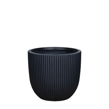 ΚΑΣΠΩ FIBERCLAY MEDIUM ΜΑΥΡΟ ΣΤΡΟΓΓΥΛΟ ΚΑΘΕΤΕΣ ΡΑΒΔΩΣΕΙΣ - Φ34x31cm - Κασπω