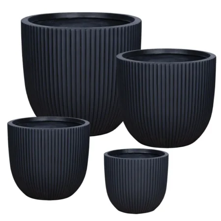 ΚΑΣΠΩ FIBERCLAY ΣΕΤ/4 ΜΑΥΡΟ ΣΤΡΟΓΓΥΛΟ ΚΑΘΕΤΕΣ ΡΑΒΔΩΣΕΙΣ - S:Φ20x25, M:Φ34x31, L:Φ41x37, XL:Φ49x47cm 20/ΠΑΛ - Κασπω