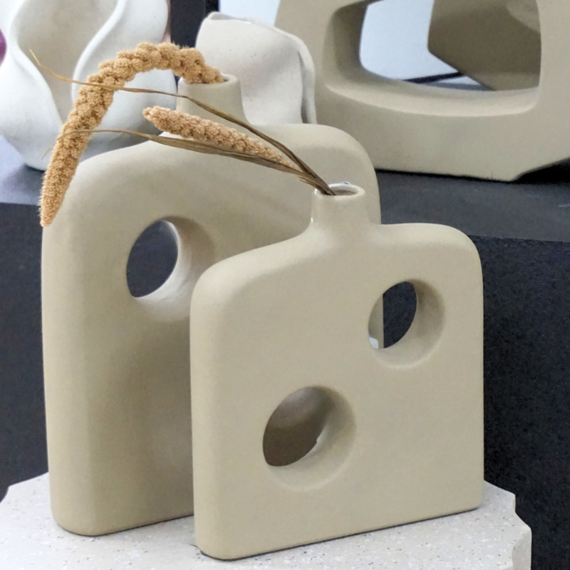 ΚΕΡΑΜΙΚΟ ΒΑΖΟ ΜΙΝΙΜΑΛ ΜΠΕΖ ΑΜΜΟΥ - 22.5x5.5x25.5cm 16/ΚΙΒ
