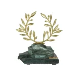 ΔΙΑΚΟΣΜΗΤΙΚΟ ΓΥΑΛΙΝΟ ΦΟΥΤΖΙ ΜΑΥΡΟ ΜΕ ΣΤΕΦΑΝΙ ΕΛΙΑΣ ΜΕΤΑΛΛΙΚΟ ΧΡΥΣΟ - 12x10.5cm