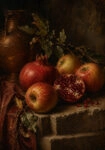 Πίνακας σε Καμβά VINTAGE DARK ACADEMIA APPLES AND POMEGRANATES