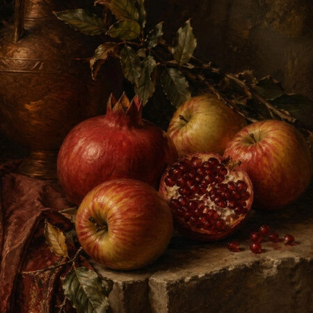 Πίνακας σε Καμβά VINTAGE DARK ACADEMIA APPLES AND POMEGRANATES - Vintage Sticky 5