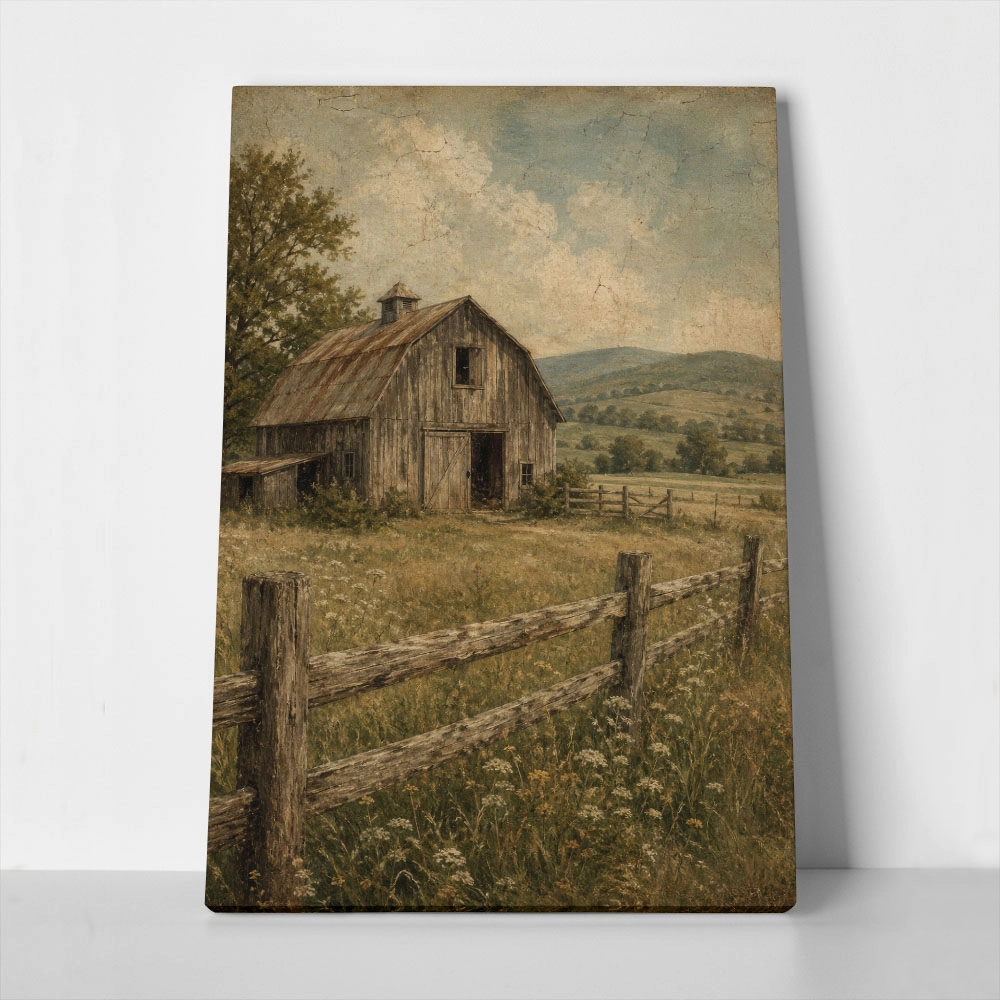 Πίνακας σε Καμβά VINTAGE DARK ACADEMIA BARN