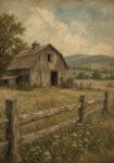 Πίνακας σε Καμβά VINTAGE DARK ACADEMIA BARN
