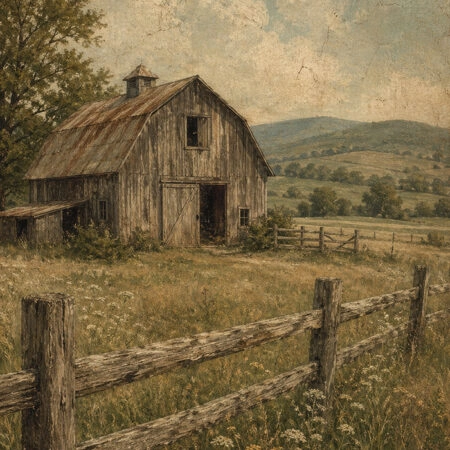Πίνακας σε Καμβά VINTAGE DARK ACADEMIA BARN - Vintage Sticky 5