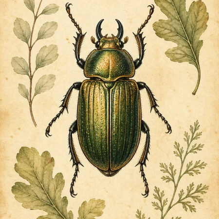 Πίνακας σε Καμβά VINTAGE DARK ACADEMIA BEETLE - Vintage Sticky 5