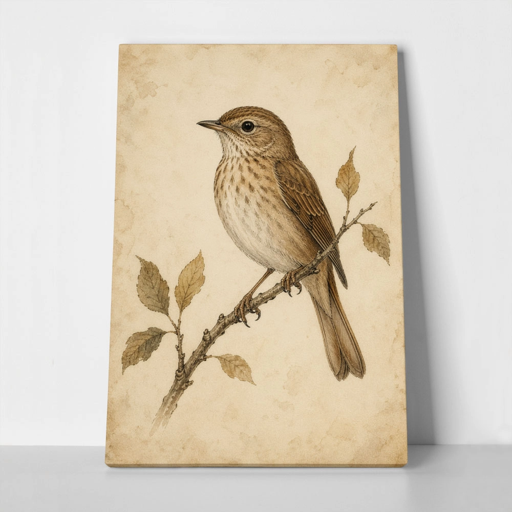 Πίνακας σε Καμβά VINTAGE DARK ACADEMIA BIRD 11