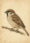 Πίνακας σε Καμβά VINTAGE DARK ACADEMIA BIRD 12