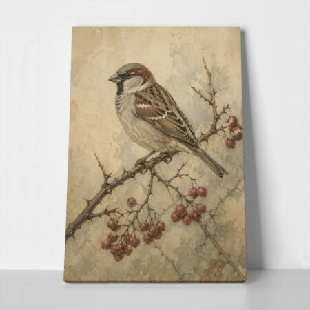 Πίνακας σε Καμβά VINTAGE DARK ACADEMIA BIRD 2 - Vintage