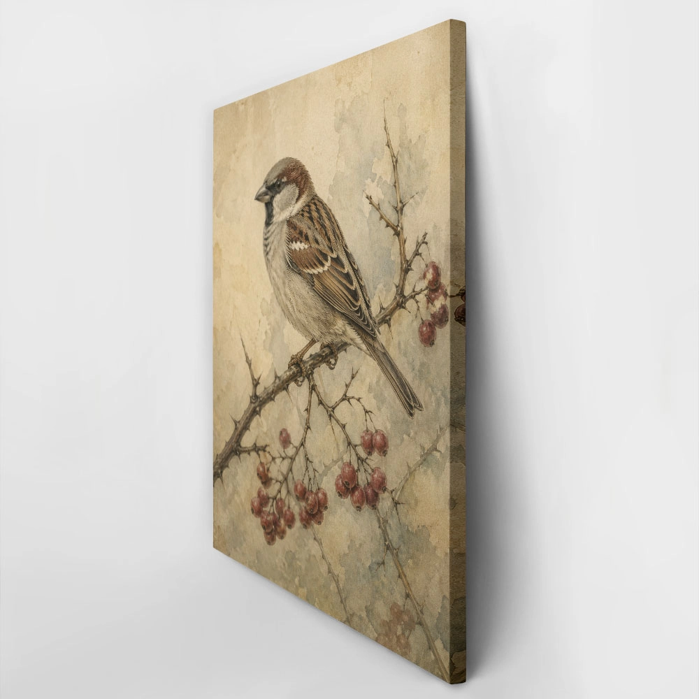 Πίνακας σε Καμβά VINTAGE DARK ACADEMIA BIRD 2