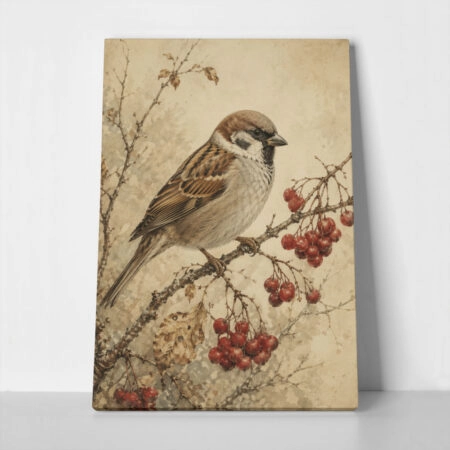 Πίνακας σε Καμβά VINTAGE DARK ACADEMIA BIRD 4 - Vintage
