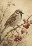 Πίνακας σε Καμβά VINTAGE DARK ACADEMIA BIRD 4