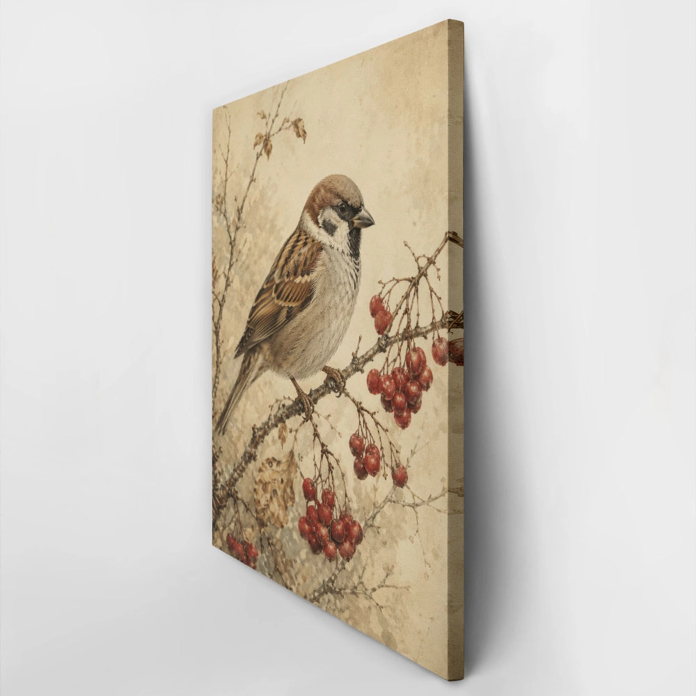 Πίνακας σε Καμβά VINTAGE DARK ACADEMIA BIRD 4