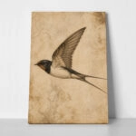 Πίνακας σε Καμβά VINTAGE DARK ACADEMIA BIRD 5