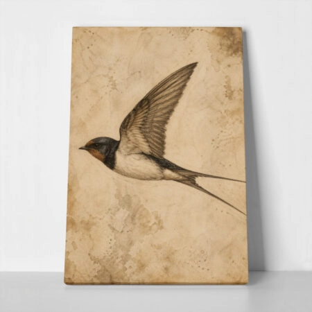Πίνακας σε Καμβά VINTAGE DARK ACADEMIA BIRD 5
