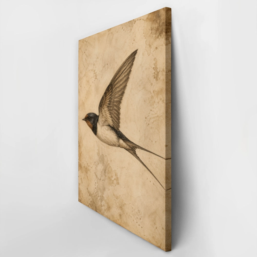 Πίνακας σε Καμβά VINTAGE DARK ACADEMIA BIRD 5