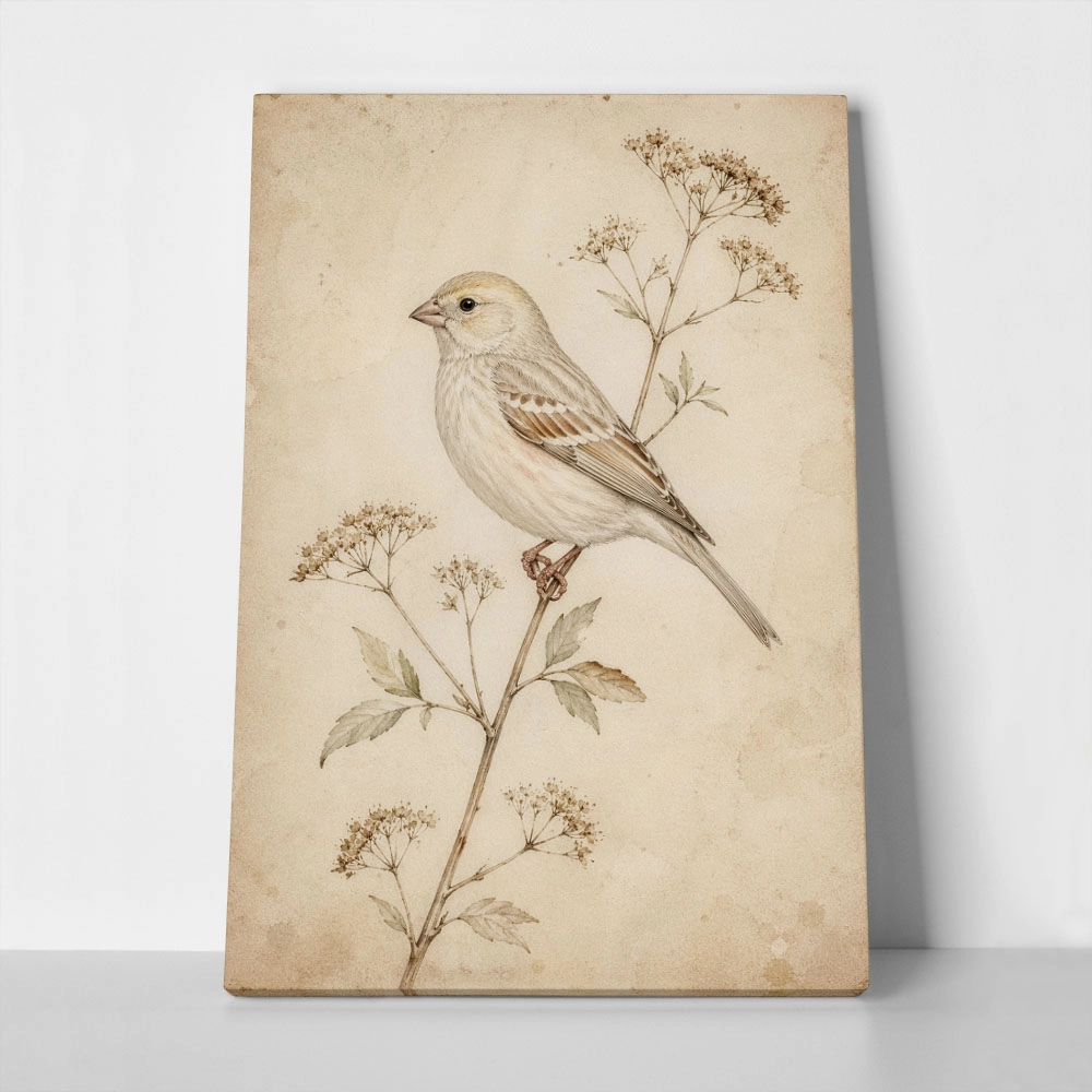 Πίνακας σε Καμβά VINTAGE DARK ACADEMIA BIRD 7