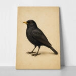 Πίνακας σε Καμβά VINTAGE DARK ACADEMIA BIRD 8