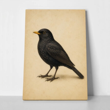 Πίνακας σε Καμβά VINTAGE DARK ACADEMIA BIRD 8
