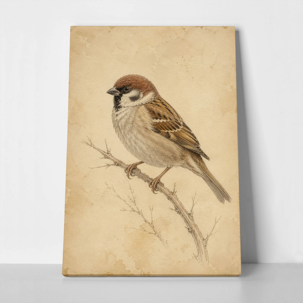 Πίνακας σε Καμβά VINTAGE DARK ACADEMIA BIRD 9
