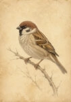 Πίνακας σε Καμβά VINTAGE DARK ACADEMIA BIRD 9