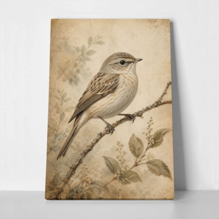 Πίνακας σε Καμβά VINTAGE DARK ACADEMIA BIRD - Vintage