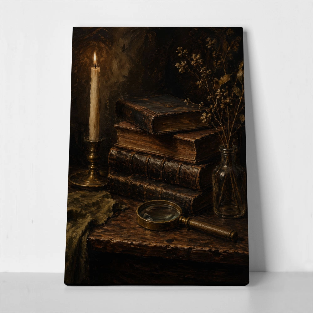 Πίνακας σε Καμβά VINTAGE DARK ACADEMIA BOOKS 2