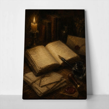 Πίνακας σε Καμβά VINTAGE DARK ACADEMIA BOOKS 3 - 