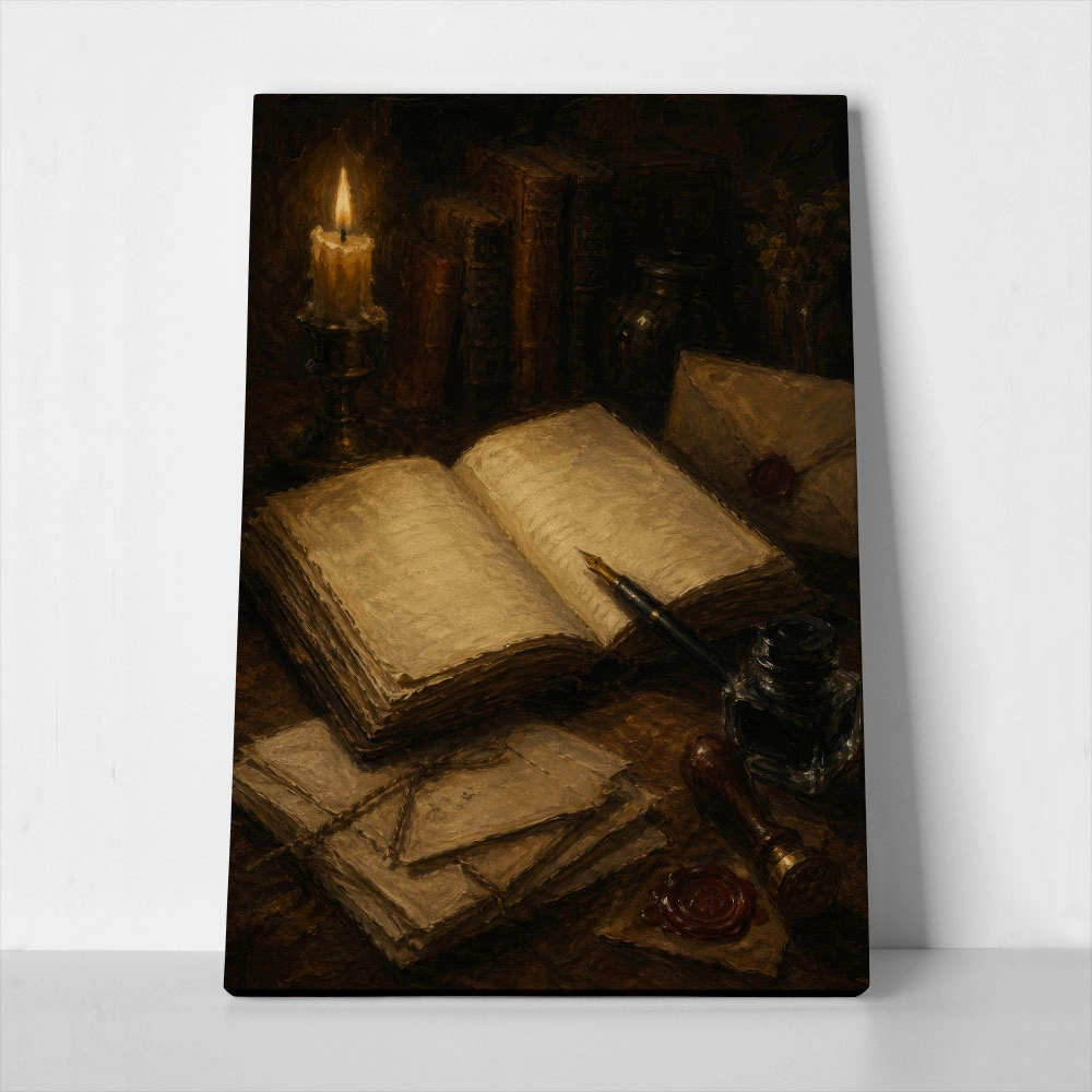 Πίνακας σε Καμβά VINTAGE DARK ACADEMIA BOOKS 3