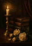 Πίνακας σε Καμβά VINTAGE DARK ACADEMIA BOOKS AND ROSES 2