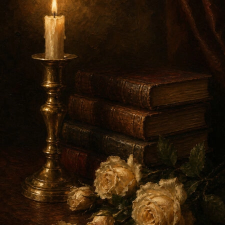 Πίνακας σε Καμβά VINTAGE DARK ACADEMIA BOOKS AND ROSES 2 - Vintage Sticky 5