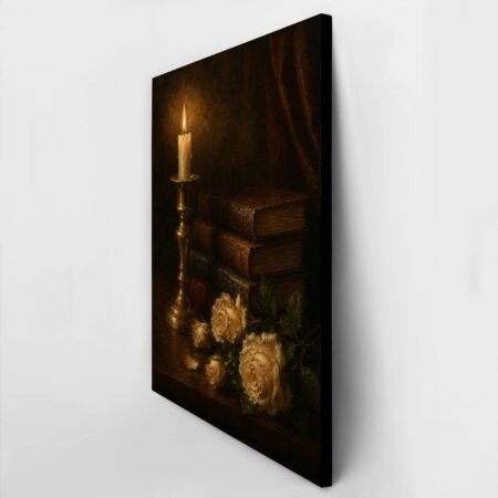 Πίνακας σε Καμβά VINTAGE DARK ACADEMIA BOOKS AND ROSES 2 - Vintage Sticky 2