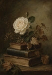Πίνακας σε Καμβά VINTAGE DARK ACADEMIA BOOKS AND ROSES 3