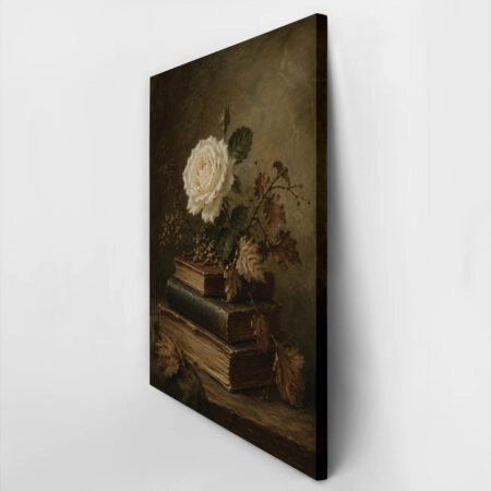 Πίνακας σε Καμβά VINTAGE DARK ACADEMIA BOOKS AND ROSES 3 - Vintage Sticky 2