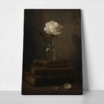 Πίνακας σε Καμβά VINTAGE DARK ACADEMIA BOOKS AND ROSES 4