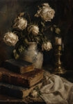 Πίνακας σε Καμβά VINTAGE DARK ACADEMIA BOOKS AND VASE