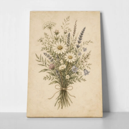 Πίνακας σε Καμβά VINTAGE DARK ACADEMIA BOUQUET - Vintage