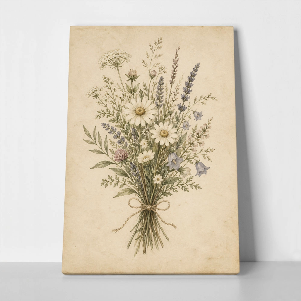 Πίνακας σε Καμβά VINTAGE DARK ACADEMIA BOUQUET