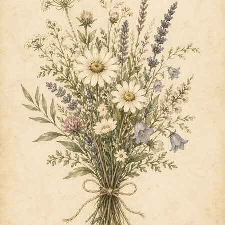 Πίνακας σε Καμβά VINTAGE DARK ACADEMIA BOUQUET - Vintage Sticky 5