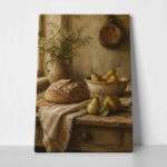 Πίνακας σε Καμβά VINTAGE DARK ACADEMIA BREAD AND PEARS