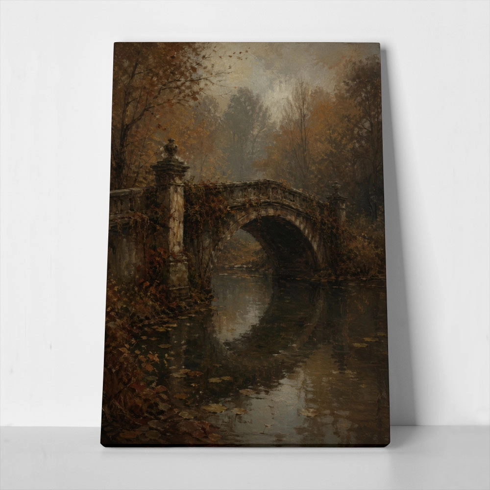 Πίνακας σε Καμβά VINTAGE DARK ACADEMIA BRIDGE