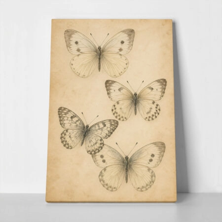 Πίνακας σε Καμβά VINTAGE DARK ACADEMIA BUTTERFLIES 2 - 