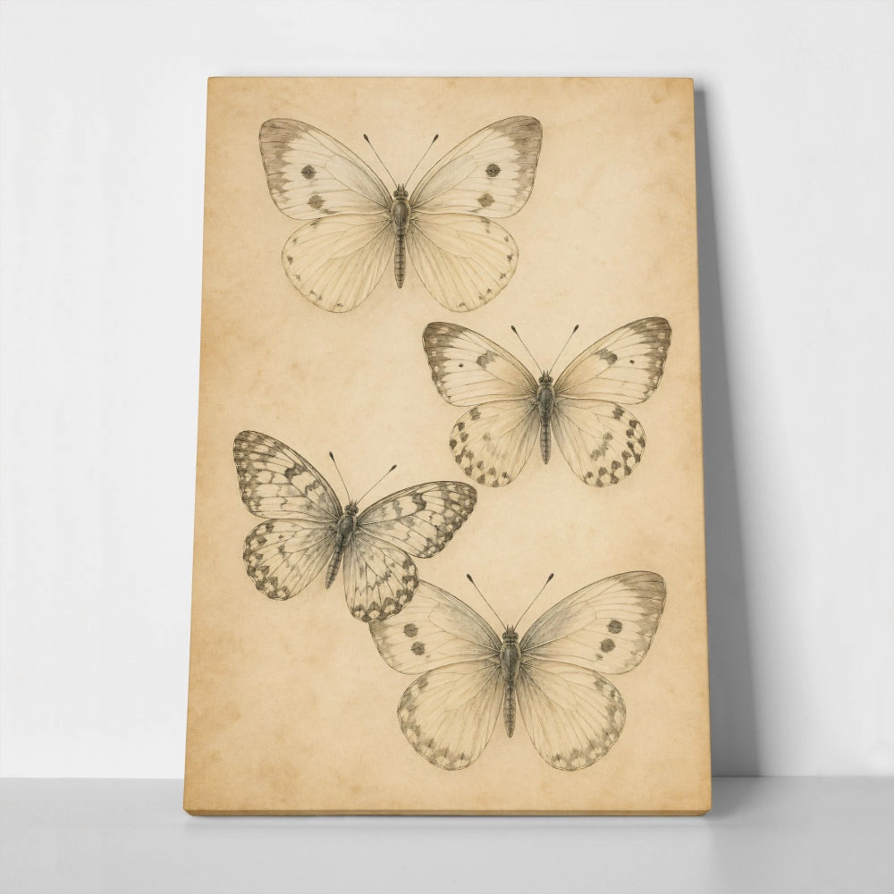 Πίνακας σε Καμβά VINTAGE DARK ACADEMIA BUTTERFLIES 2